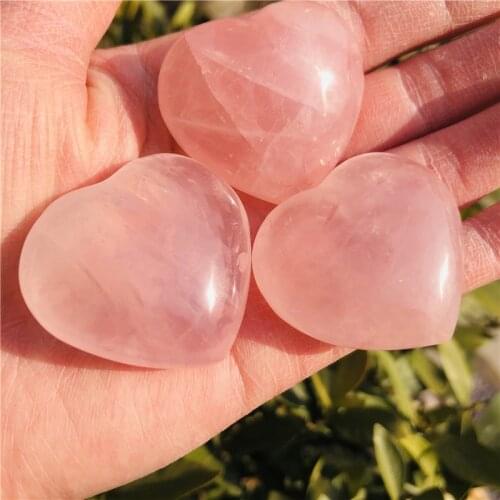 3pcs natural crystal stone rose quartz love heart Shaped Stone healing crystal gemston 30mm