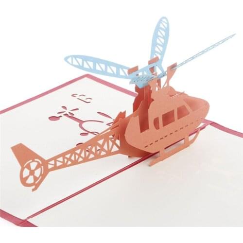 3D Pop Up Origami Paper Laser Cut Helicopter Greeting Cards Creative Happy Birthday Christmas Anniversary Souvenirs Postcards