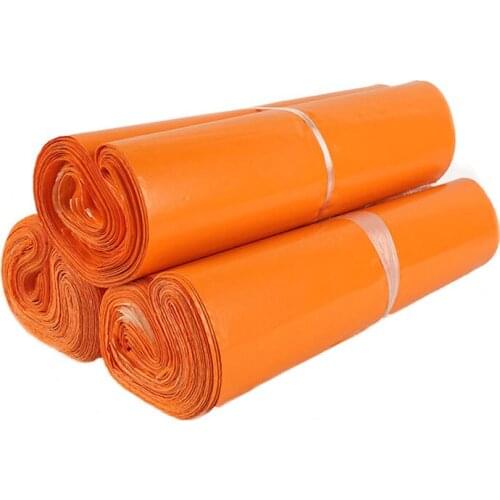 50Pcs PE Plastic Shipping Bag Poly Orange Color Mailer Self Adhesive Shipping Mailing Packaging 14 Wires Courier Bag Custom Logo