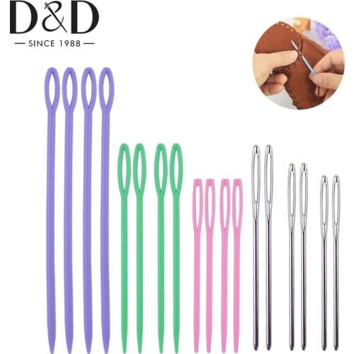 6Pcs Large Eye Sewing Needles Stainless Steel Knitting Needles and Plastic Darning Tapestry Needles for Knitting Crochet Tools