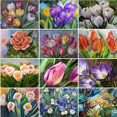 Flower Diamond Painting Embroidery Crocus Full Diamond Mosaic Picture Art Wall Diy Living Room Decoration Painting