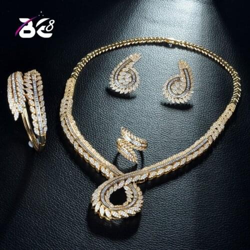 Be 8 African 4pcs Bridal Zirconia Jewelry Sets for Women Party, Luxury Dubai Nigeria CZ Crystal Wedding Jewelry Bijoux FemmeS298