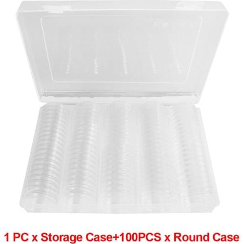 27mm 30mm Coin Cases Capsules Holder Clear Plastic Round Storage Box Organizer Case 100 Pcs Transparent Coin Protector Case NEW