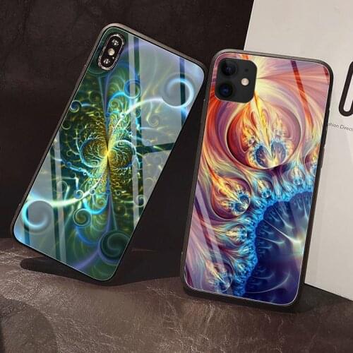 Fractal abstract painting Phone Case Tempered Glass For iPhone 12 Pro Max Mini 11 Pro XR XS MAX 8 X 7 6S 6 Plus SE 2020 case