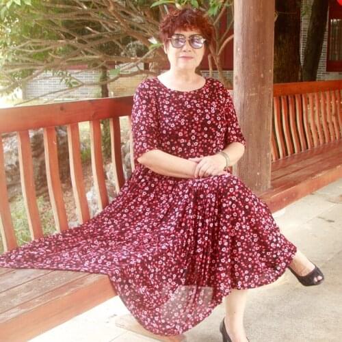 Clobee woman dress elegant vestidos short sleeve print ruffles pleated dresses women summer dress office loose maxi dress H382