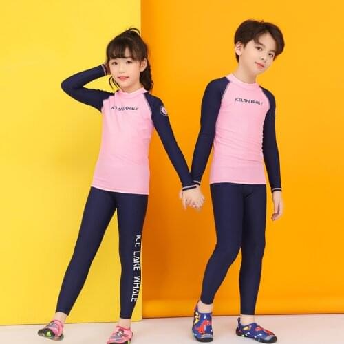 Children Swimsuit Floral Long Sleeve Diving Suit Three Piece Sun Protection Wetsuit Korean Style Quick Dry Summer Bathing Suit