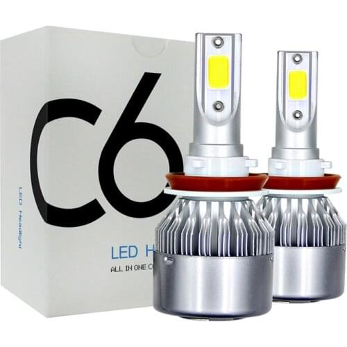 JXLCLYL 2pcs C6 H4/HB2/9003 COB 72W 7600LM LED Car Headlight Kit Hi/Lo Light Bulb