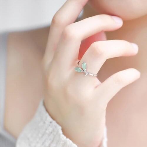 S925 sterling silver ring with bohimia fashion open ring fresh leaf ring modern jewelry female gifts wholesale