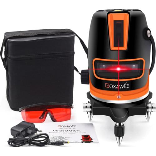 GOXAWEE 5 Lines 6 Points Laser Level Automatic Self Leveling 360 Vertical&Horizontal Tilt & Outdoor Mode