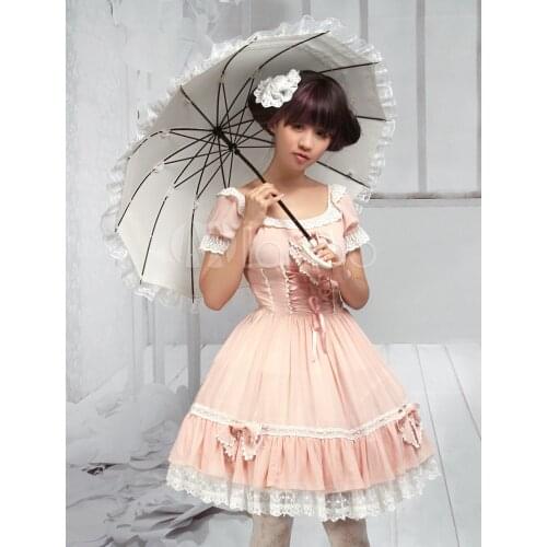 Sweet Lolita OP Maid Dress Pink Soft Girl Women Uniform Princess Dresses Kawaii cosplay Costume