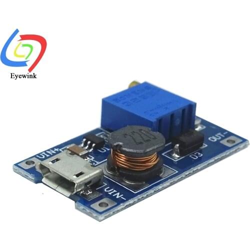 MT3608 DC-DC Adjustable Boost Module 2A Boost Step Up Module with USB 2V - 24V to 5V 9V 12V 28V LM2577
