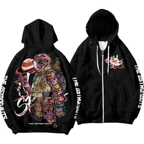 Men‘s Casual Fashion Hip Hop Coat Long Sleeve Autumn Winter Print Zipper Hoodies Top Blouse Tracksuits