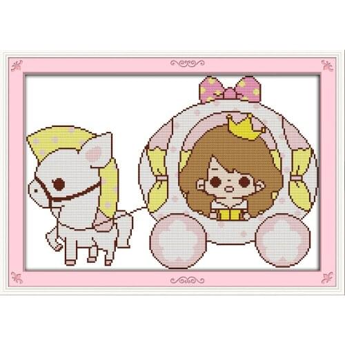 Take the carriage cross stitch kit aida 14ct 11ct count printed canvas stitches embroidery DIY handmade needlework