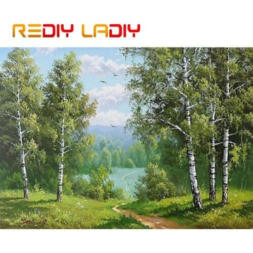 DIY Beaded Embroidery Kits Birch Forest Scenery Needlework High Quality Beads Partial Crystal Beaded Cross Stitch Hobby & Crafts