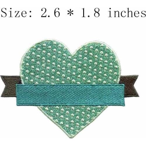 Heart of green color 2.6"wide embroidery patch for clothes applique/shirt front/roupa de unicornio