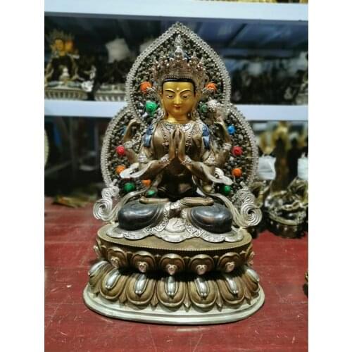 Wholesale Buddhist products # 65cm temple home Patron saint bronze Avalokitesvara Guanyin Buddha statue safe health good luck