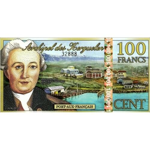 Kerguelen Island 100 Francs Polymer original banknote 2012, UNC Collection World Asia Genuine Real Coins collectibles Money gift