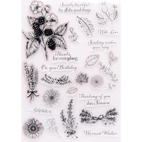 Stamps and Dies Set Birthday Daffodil Leaves Clear Stamp Scrapbooking Stamping DIY Album Rubber Metal Cutting Dies Card Stencil