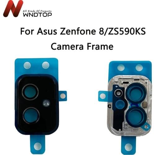 Back Camera Frame For Asus Zenfone 8 Rear Camera Lens+Rear Camera Frame For ZS590KS, ZS590KS-2A007EU, I006D Camera Lens