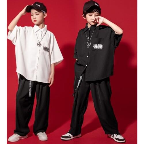 Kids Performance Hip Hop Clothing Singers Outfits Oversized Shirt Tops Streetwear Pants For Girls Boys Dance Costume Clothes Set