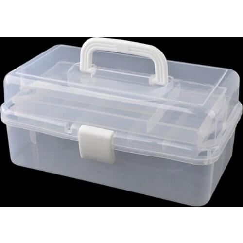 27RC Hand-Held Nail Art Storage Box Plastic Scissors Makeup Organizer Jewelry Nail Polish Pen Container Manicure Tool Case