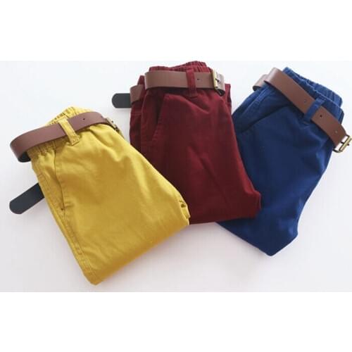 New Arrival Baby Boys Cargo Pants Boys Autumn Spring Long Pants Kids Solid Cargo Pants With Belt Child Casual Trousers