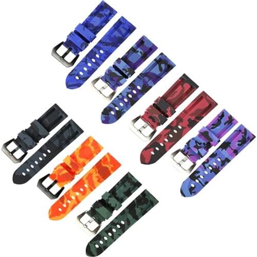 Sport silicone strap watch accessory pin buckle for Panerai PAM Watch 24mm waterproof strap men watch bands rubber strap