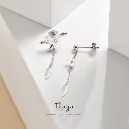 Thaya Summer Flower Jewelry Sets 925 Sterling Silver Natural Shell Ring Earring Sets for Original Design Women Jewelry