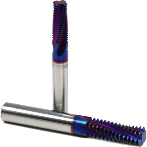 HRC 65 degree M2 M3-M16 Carbide thread milling cutter alloy mill cutter Nano - blue thread cutter endmill router bit cnc milling