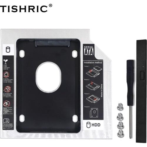 TISHRIC Universal 2nd SSD HDD Caddy 9.5 12.7mm SATA 3.0 Hard Disk Drive Box Enclosure Adapter Case 2.5 For Laptop DVD-ROM