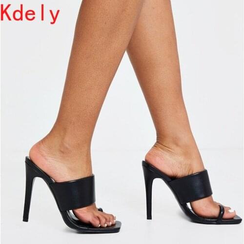 Flip Flops Outdoor Slippers Women Summer Square Toe Heels Fashion Elastic Strap Sandals Ladies Party Dress Shoes Plus Big 42