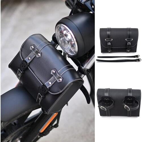 Waterproof Motorbike Handlebar Bag PU Leather Saddlebag Motorcycle Tool Bag Front Rear Storage Tool Pouch for Dirt Bikes