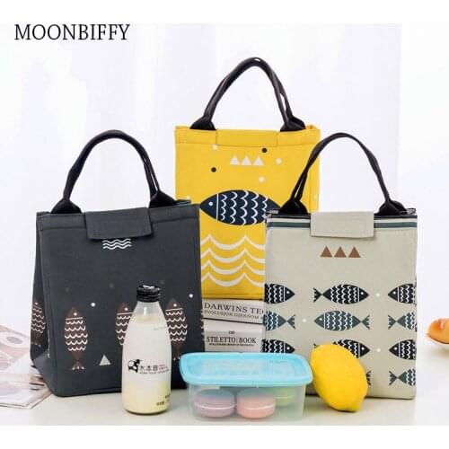 Waterproof Oxford Tote Lunch Bag Large Capacity Thermal Food Picnic Lunch Bags for Women kid Men Fish Pattern
