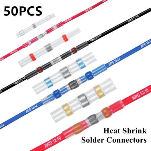 Waterproof Solder Seal Wire Connectors Heat Shrink Solder Butt Connector Electrical Wire Terminals Automotive Marine Insulated