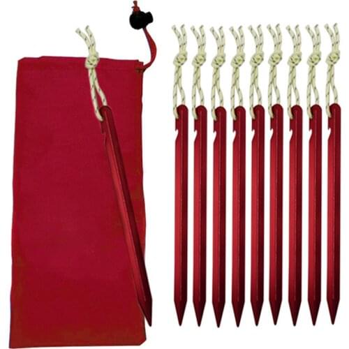 10pcs 18.5cm Tent Nails Aluminium Stake Pegs Camping Hiking Fixing Ground Nail Outdoor Traveling Tent Sand Ground Accessories