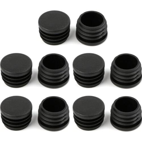 10Pcs Black Plastic Furniture Leg Plug Blanking End Cap Bung For Round Pipe Tube