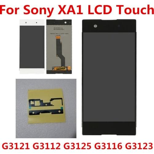 100% Test For Sony Xperia XA1 G3121 G3112 G3125 G3116 G3123 LCD Display Digitizer Touch Screen Assembly Repair Parts frame LCD