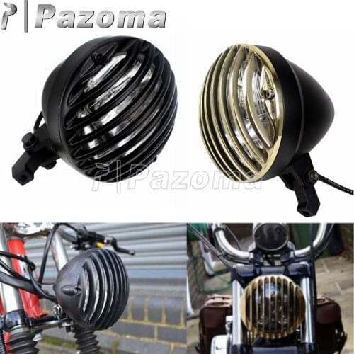 12V Universal Motorcycle Headlamp Head Light H4 55/60W Bulb Vintage Retro Headlight For Harley XS650 Suzuki Chopper Cafe Racer