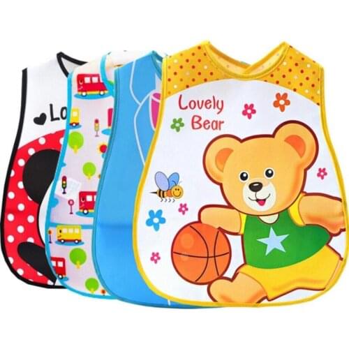 50pc wholesale Bibs EVA Waterproof Lunch Bibs Boys Girls Infants Cartoon Pattern Bibs Burp Cloths For Children Self Feeding Care