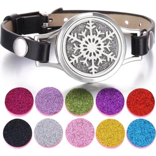 Aromatherapy Bracelet Diffuser Jewelry Snowflake Deer 25mm Essential Oil Diffuser Locket Perfume Aroma Bracelet Christmas Gift