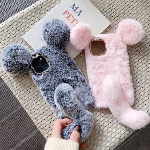 Phone Case for Samsung Galaxy Note 8 9 10 10+ 20 Plus Soft Cover Cute Plush Furry Protection Shockproof Shell Back Skin