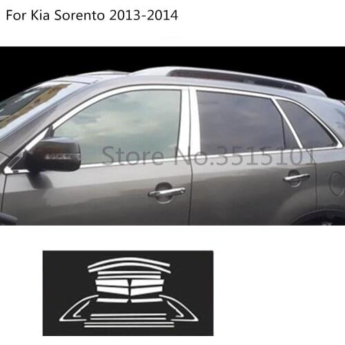 For Kia Sorento 2013 2014 Car Styling Stainless Steel Glass Window Garnish Pillar Middle Column Trim Hoods Molding Parts Hoods