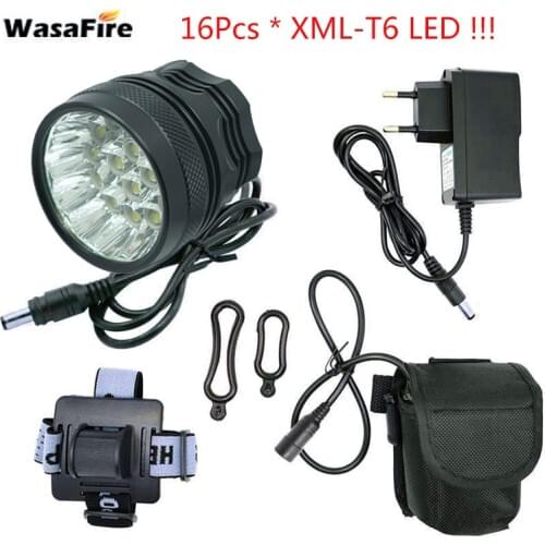 WasaFire 40000lm Bike Light 16*XML-T6 LED Bike lamp +9600mAh battery Bicycle front Light Headlight Riding Cycling Accessories