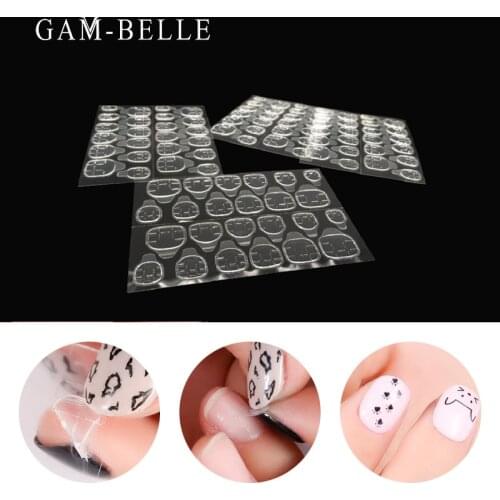 GAM-BELLE 5 Sheet Waterproof Double Sided Adhesive Tape 0.3mm Ultra-thin Nail Glue Sticker Artificial Nail Tips Extension Tools