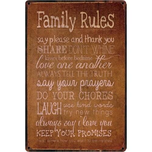 [ Kelly66 ] Family Rules Merry Christmas Metal Sign Tin Poster Home Decor Bar Wall Art Painting 20*30 CM Size y-1994