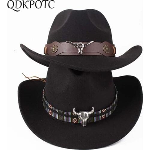 2021 Cap Summer Autumn New Men Woolen Felt West Cowboy Hats Fashion European American National Style Couples Jazz Hat QDKPOTC