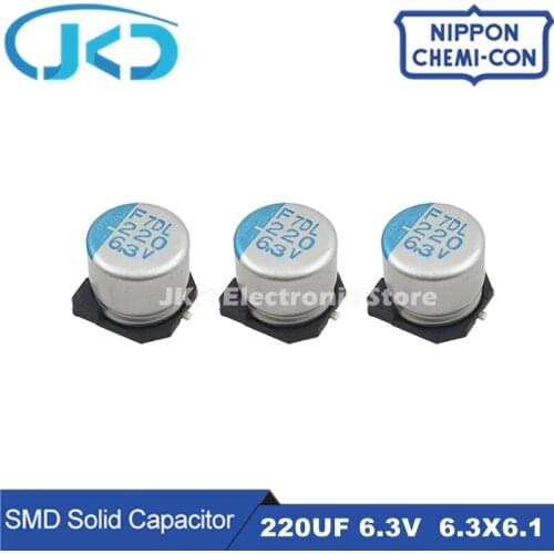 20pcs/100pcs NCC 220UF 6.3V 6.3x6.1mm SMD Solid Capacitor 6.3V220uF For Motherboard VGA Low ESR NIPPON CHEMI CON 220UF6.3V