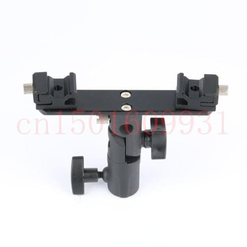 Flash Bracket 2 hotshoes umbrella holder Swivel Light Stand Bracket (all metal) for speedlight