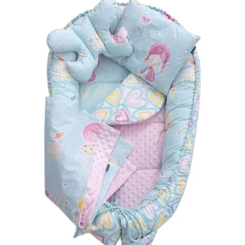 New born Baby Bed Baby Toddler Pool Bed Babynest Portable Travel Bed 95x60 cm Turquoise Cloud Blue Sailing