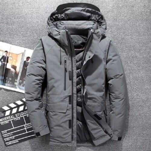 White Duck Down Jacket Men Thick Winter NEW Hat Detached Warm Parka Waterproof Windproof -30 Degrees Top Quality Coats